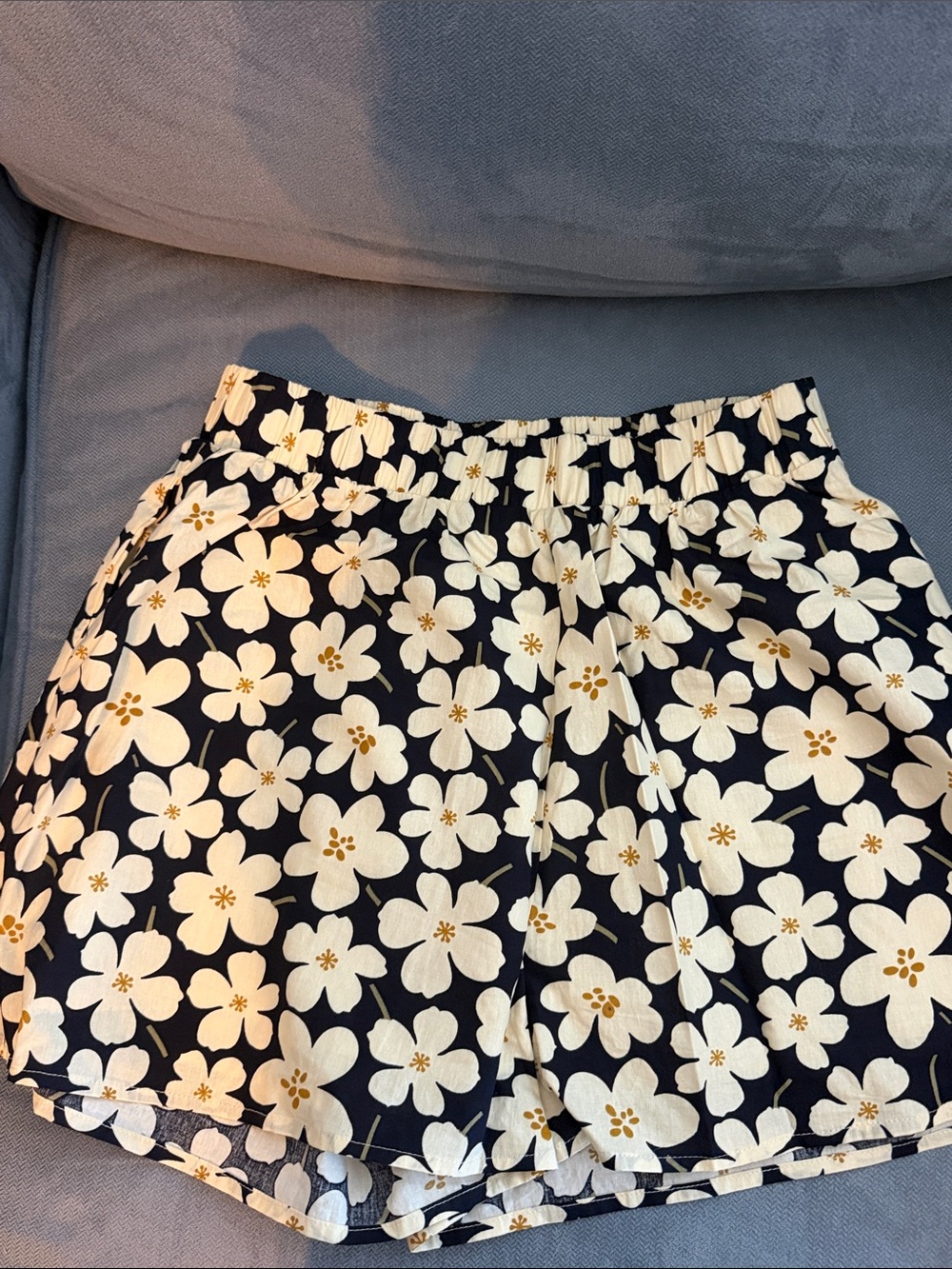 By Together Deep Navy & Cream Floral Mini Shorts